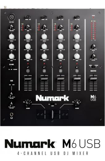 Numark Mixer M6 de 4 canais com interface de áudio integrada