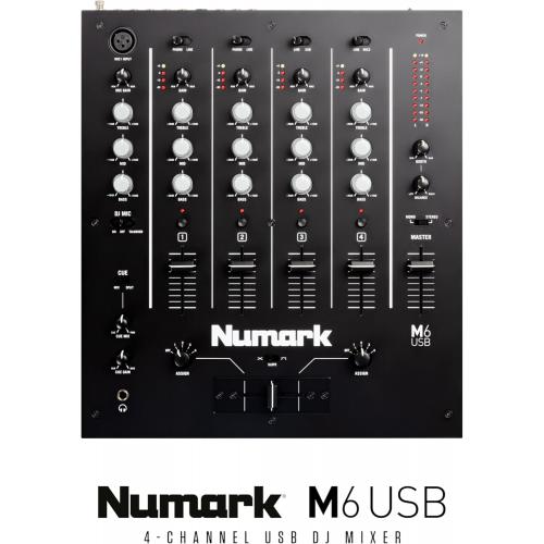 Numark Mixer M6 de 4 canais com interface de áudio integrada